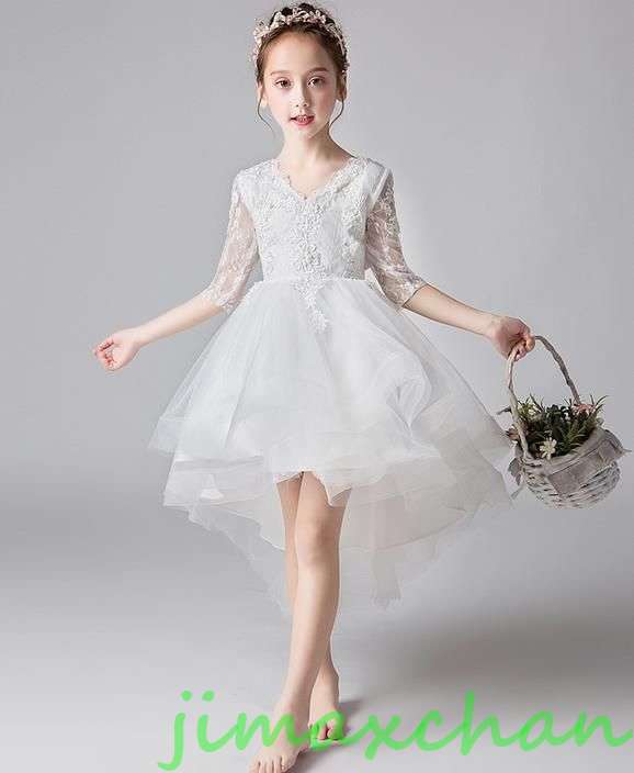 新生活 サマー 110-160 子供服 女の子ワンピース ドレス カラードレス フラワーガール 丸首 花編 演出 お嫁さん/ピアノ 発表会?結婚式?七五三 ピア...