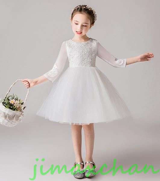 新生活 サマー 2color 110-150cm 子供服 女の子ワンピース ドレス カラードレス フラワーガール 丸首 花編 演出 お嫁さん/ピアノ 発表会?結...