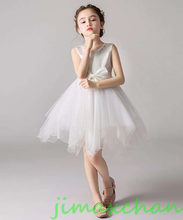 新生活 サマー 2color 110-160cm 子供服 女の子ワンピース ドレス カラードレス フラワーガール 丸首 花編 演出 お嫁さん/ピアノ 発表会?結...