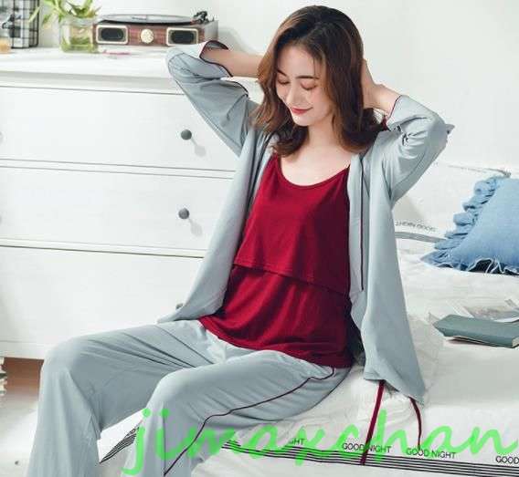 新生活 サマー パジャマ/授乳服/産後服 /妊婦服/長袖/棉/ ナイトウェア/女性 /パジャマ/ 部屋着 ルームウェア /寝巻き/レディース/大きいサイズ/お揃...