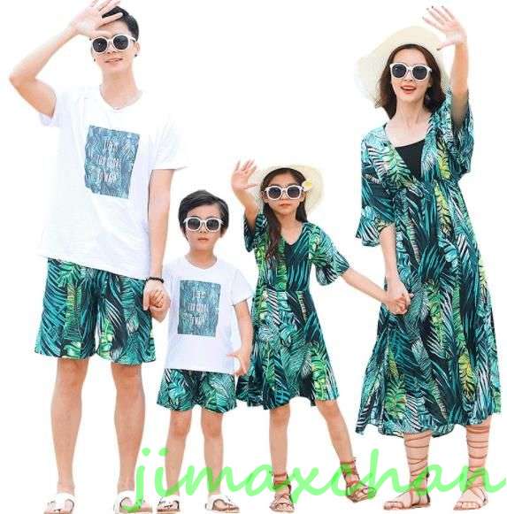 新生活 サマー 親子ペア 親子お揃い Tシャツ パンツ ワンピース サンドレス ガウチョパンツ カップル 中袖 Tシャツ ユニセックス おそろい親子服