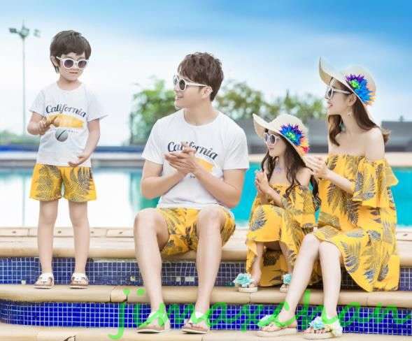 新生活 サマー 親子ペア 親子お揃い Tシャツ パンツ ワンピース サンドレス ガウチョパンツ カップル 中袖 Tシャツ ユニセックス おそろい親子服