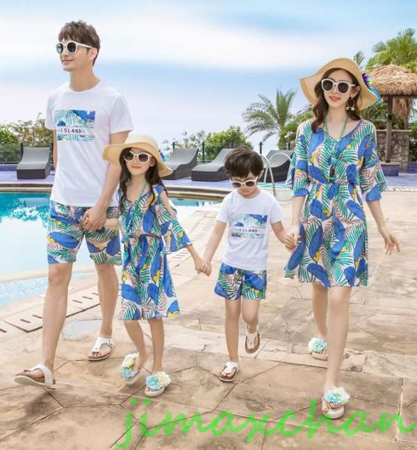 新生活 サマー 親子ペア 親子お揃い Tシャツ パンツ ワンピース サンドレス ガウチョパンツ カップル 中袖 Tシャツ ユニセックス おそろい親子服