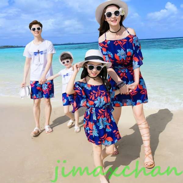 新生活 サマー 親子ペア 親子お揃い Tシャツ パンツ ワンピース サンドレス ガウチョパンツ カップル 中袖 Tシャツ ユニセックス おそろい親子服