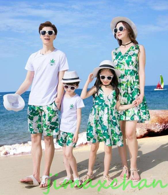 新生活 サマー 親子ペア 親子お揃い Tシャツ パンツ ワンピース サンドレス ガウチョパンツ カップル 中袖 Tシャツ ユニセックス おそろい親子服