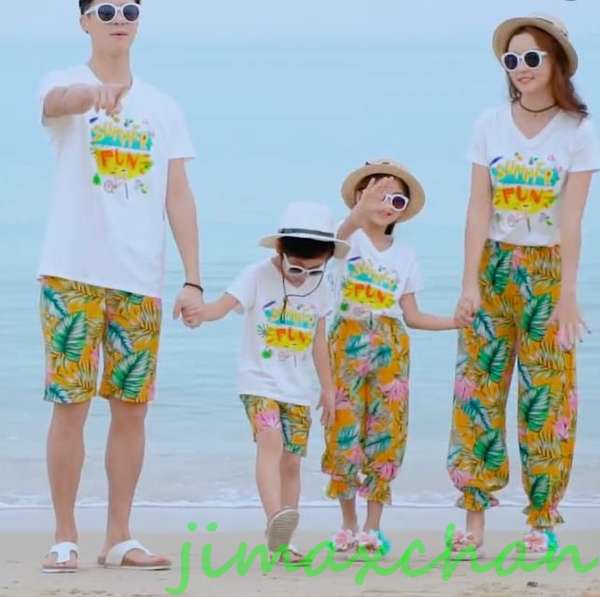 新生活 サマー 親子ペア 親子お揃い Tシャツ パンツ ワンピース サンドレス ガウチョパンツ カップル 中袖 Tシャツ ユニセックス おそろい親子服