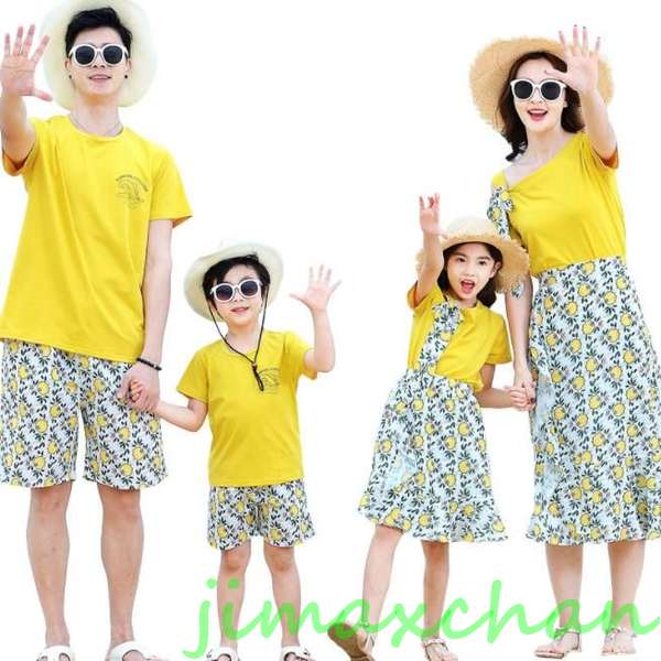 新生活 サマー 親子ペア 親子お揃い Tシャツ パンツ ワンピース サンドレス ガウチョパンツ カップル 中袖 Tシャツ ユニセックス おそろい親子服