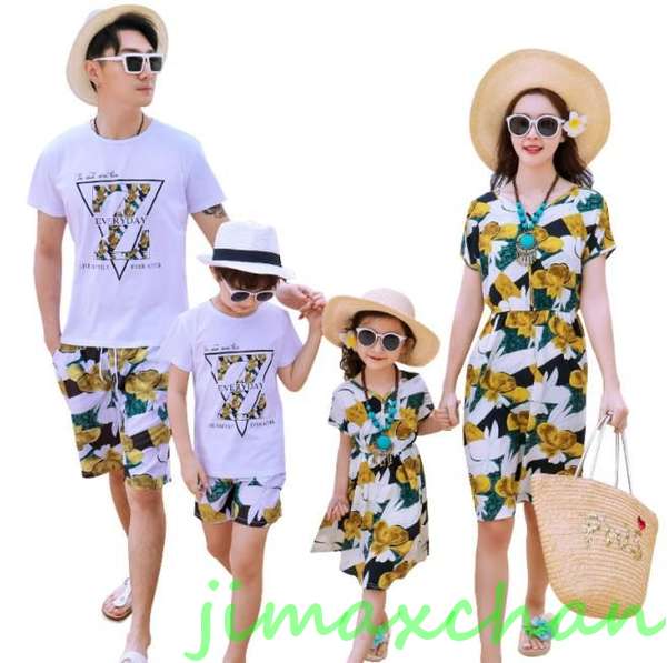 新生活 サマー 親子ペア 親子お揃い Tシャツ パンツ ワンピース サンドレス ガウチョパンツ カップル 中袖 Tシャツ ユニセックス おそろい親子服