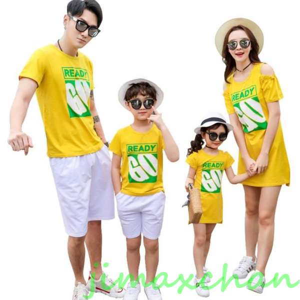 新生活 サマー 親子ペア 親子お揃い Tシャツ パンツ ワンピース サンドレス ガウチョパンツ カップル 中袖 Tシャツ ユニセックス おそろい親子服