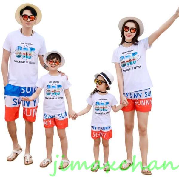 新生活 サマー 親子ペア 親子お揃い Tシャツ パンツ ワンピース サンドレス ガウチョパンツ カップル 中袖 Tシャツ ユニセックス おそろい親子服