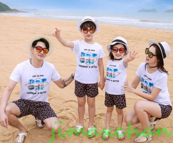 新生活 サマー 親子ペア 親子お揃い Tシャツ パンツ ワンピース サンドレス ガウチョパンツ カップル 中袖 Tシャツ ユニセックス おそろい親子服