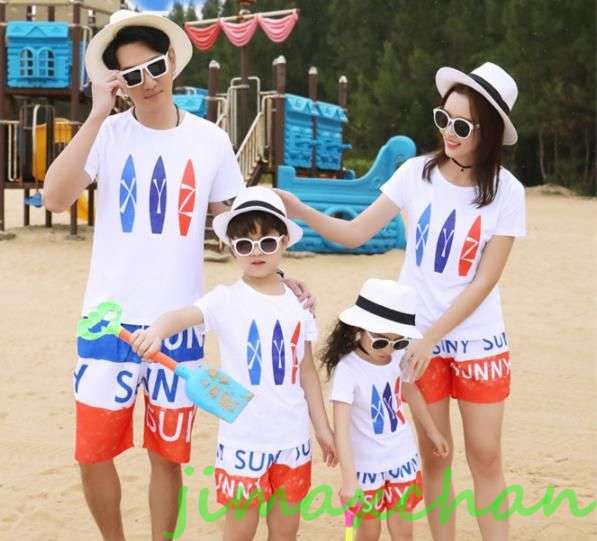 新生活 サマー 親子ペア 親子お揃い Tシャツ パンツ ワンピース サンドレス ガウチョパンツ カップル 中袖 Tシャツ ユニセックス おそろい親子服