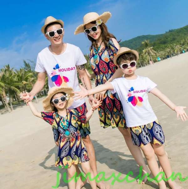 新生活 サマー 親子ペア 親子お揃い Tシャツ パンツ ワンピース サンドレス カップル 中袖 Tシャツ ユニセックス おそろい親子服 供 ギフト お揃