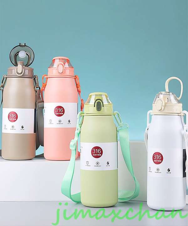 新生活 生活応援 水筒 持ち手 1リットル 手持ち 首掛け 水ボトル ステンレス メンズ レディーズ 子供 保冷 保温 長時間 ワンタッチ 魔法瓶 無地 3サイ...