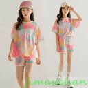 新生活 生活応援 ジャージ キッズ 女の子 セットアップ 半袖 tシャツ+パンツ 夏 2点セット 上下セット スポーツウェア Tシャツ 薄手 キッズ 子ども服