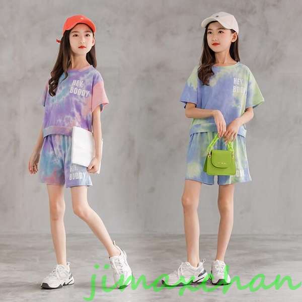 新生活 生活応援 ジャージ キッズ 女の子 セットアップ 半袖 tシャツ+パンツ 夏 2点セット 上下セット スポーツウェア Tシャツ 薄手 キッズ 子ども服 ...