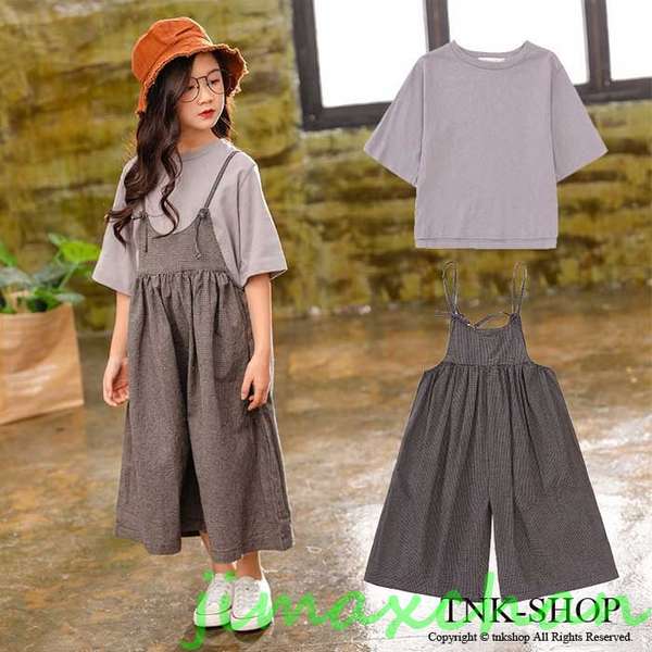 新生活 気楽 2点セット セットアップ セットアップ 女の子 サロベット tシャツ 半袖 可愛い 子ども服 韓国 子供服 110cm 120cm 130cm 1...