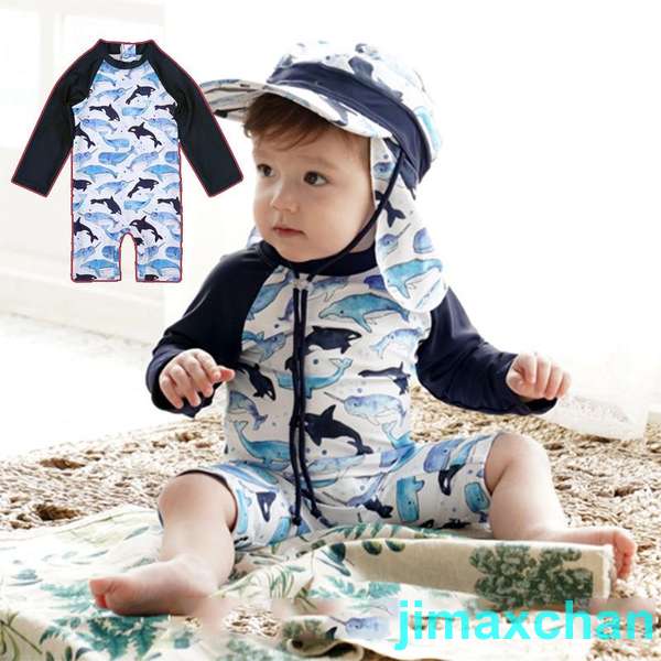 新生活 カバーオール水着 男の子 ボーイズ 夏 ベビー水着 オールインワン キャップ付き 紫外線カット 日焼け防止 子供用 こども