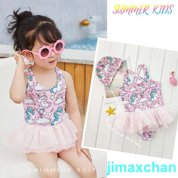 新生活 水着 女の子 ベビー水着 女児 ワンピース カバーオール キャップ付 子供用 こども みずぎ かわいい 赤ちゃん レッスン スイムウェア ワンピースデザ...