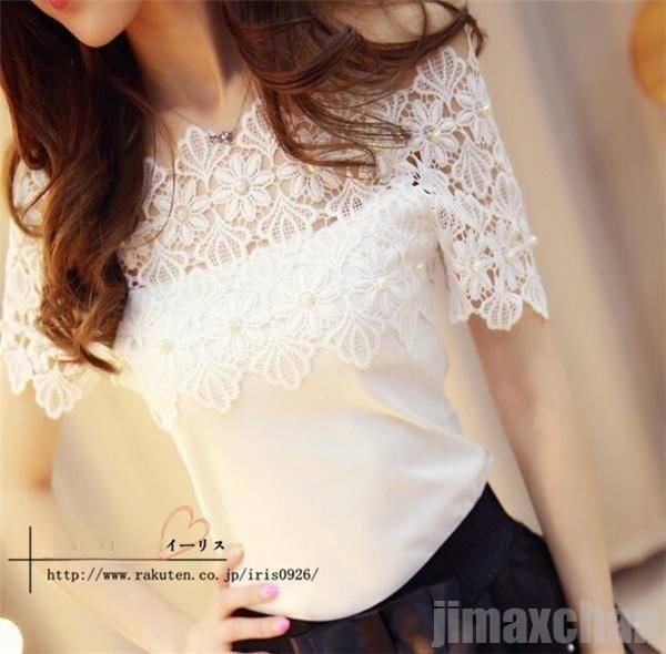 新生活 レディース トップス 半袖 レース ブラック ホワイト オフショルダー トップス 半袖 ショート丈 レース 黒 OL フォーマル 通勤 オフショル Tシャツ 夏 S/M/L/XL