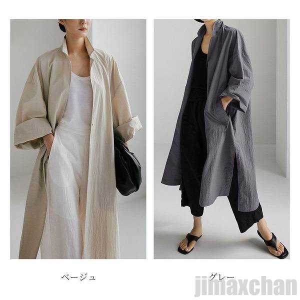 新生活 シャツ シャツワンピ アウター 羽織り 長袖 ロングシャツ ロング ワンピース 無地 レディース ファッション 通勤 きれいめ 20代 30代 40代 ワンピスター シャツワンピース