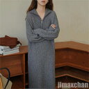 新生活 ワンピース ニット ポロ チェック ロング 膝下丈 長袖 秋冬ンピ あたたかい ママ服 秋冬ンピース 秋冬アウトレット