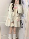 新生活 ワンピース つりワンピース ニットワンピース レディース ノースリーブ 秋冬膝上丈 可愛い lolita ロリータ リボン クリスマス もこもこ S M L XL ホワイト 森ガール 着まわし