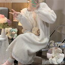 新生活 部屋着 ガウン パジャマ 寝間着 レディース 女の子 秋 冬 長袖 フランネル エレガント 上品 おうち時間 あったか ふわふわ ルームウェア 楽ちん モコモコ ぽかぽか 体形カバー ゆったり