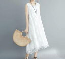 新生活 レースワンピース 夏 レディース 総レース 体型カバー ゆったり カジュアル 着まわし ロング丈 ノースリーブ ホワイト ブラック M~2XL