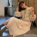 新生活 フリルワンピース スクエアネック 長袖 無地 ロング丈 ゆるい Aライン 春秋秋 通学 通勤 カジュアル 着まわし 人気 レディース