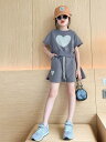 新生活 気楽 韓国こども服 夏服 子供服 セットアップ キッズ 女の子 春夏 半袖 2点セット 上下セット Tシャツ ショートパンツ ジュニア おしゃれ カジュ...