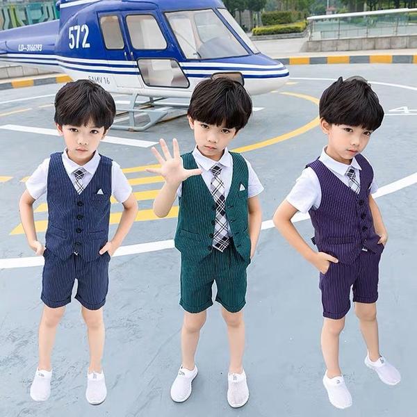 新生活 気楽 4点セット 韓国 韓国ファッション 夏服 キッズスーツ 入学式 卒業式 男の子 セットアップ 子供 キッズ フォーマルスーツ 半袖 夏 子供服 男...