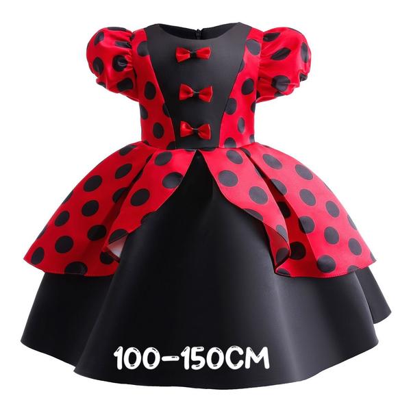 新生活 気楽 100 110 120 130 140 150 ドットワンピース レッド コスチューム ドット 水玉 こどもドレス 結婚式 発表会 七五三 子供ド...
