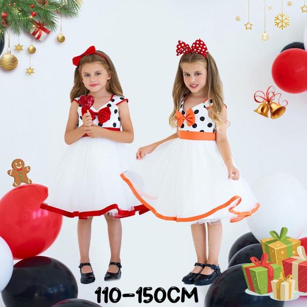 新生活 気楽 110 120 130 140 150 ドットワンピース レッド オレンジ コスチューム ドット 水玉 こどもドレス 結婚式 発表会 七五三 子供...