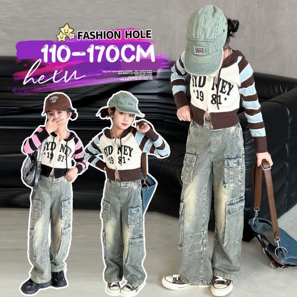 新生活 気楽 デニムパンツ 女子 中学生 女の子 かわいい 子供 子ども服 子供服 ウエストゴム 110 120 130 140 150 160 170 デニム...