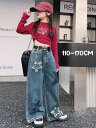 新生活 気楽 デニムパンツ 女子 中学生 女の子 かわいい 子供 子ども服 子供服 ウエストゴム 110 120 130 140 150 160 170 デニム...