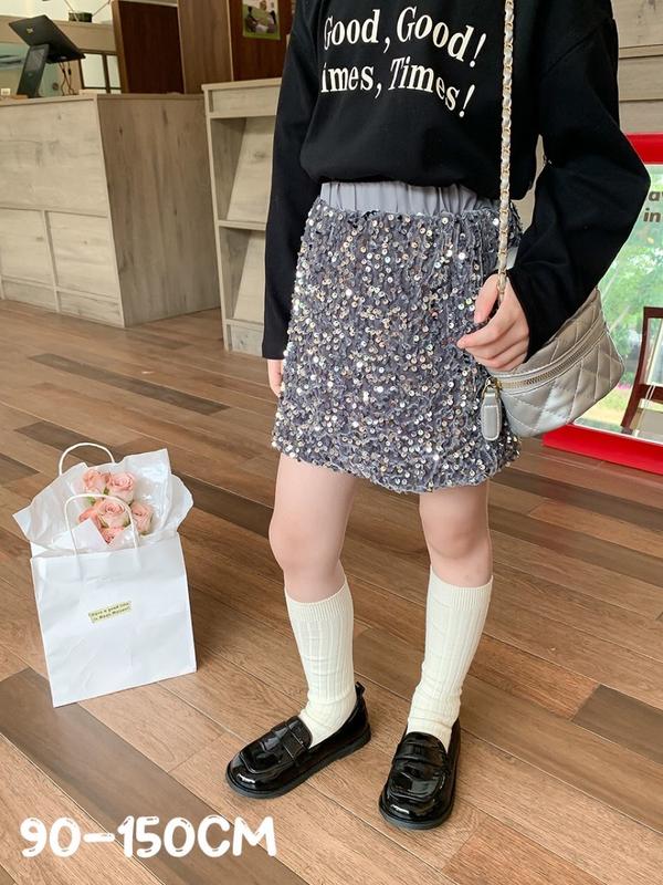 新生活 気楽 スパンコール スカート キラキラ 衣装 子供 グレー おしゃれ かわいい 90 100 110 120 130 140 150 韓国 韓国ファッシ...