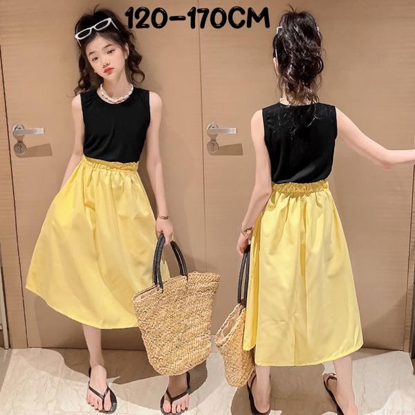 新生活 気楽 2点セット キッズ 韓国ファッション 韓国 女の子 子供服 子ども服 ジュニア 上下セット 袖なし 上下セットアップ ブラウス シャツ 夏 120...