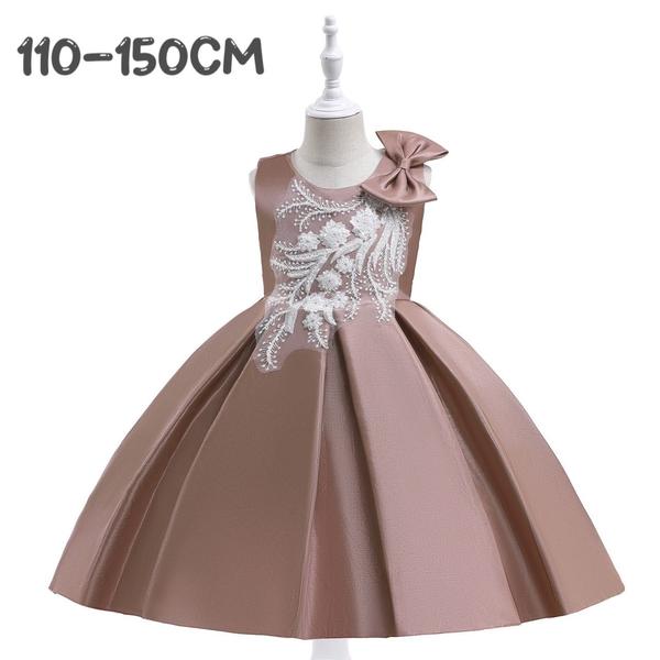 新生活 気楽 キッズ 刺繍 ドレス 刺繍ドレス シンデレラドレス パーティドレス 白 グリーン ブラウン 110 120 130 140 150 リングガール ...