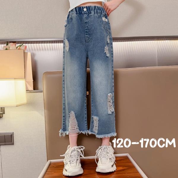 新生活 気楽 キッズ デニム 女の子 デニムパンツ ダメージジーンズ ダメージ デニム ダメージパンツ 120 130 140 150 160 170 韓国服 ...