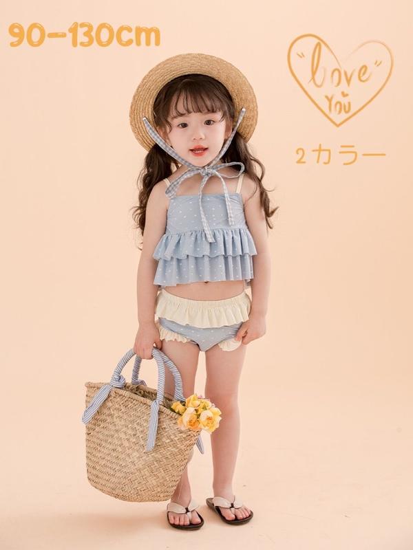 新生活 気楽 キッズ 水着 韓国 韓国服 韓国ファッション UPF>50 セパレート 水着 2点セット 赤ちゃん 子供 女の子 女子 ベビー キッズ水着 90c...