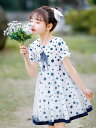 新生活 気楽 韓国こども服 キッズ ワンピース 半袖 夏 ピンク 子供 女の子 ナチュラル シンプル ワンピ 120 130 140 150 160 170 子供服 子ども服 こども服 ブルー プリンセス ドットワンピー(4)