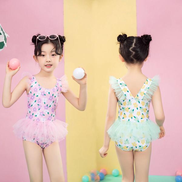 新生活 気楽 キッズ 水着 韓国 韓国服 韓国ファッション 子供 水着 女の子 チュール水着 ベビー 水着 花模様 花柄 ピンク グリーン パープル イエロー ...