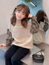 新生活 気楽 韓国こども服 春服 トップス ブラウス レイヤード 切り替え 長袖 スウェット 女の子 子供服 子ども服 こども服 キッズ 女の子 レースブラウス...