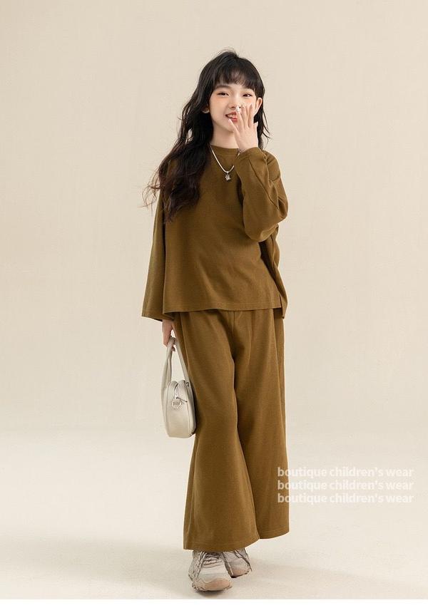 新生活 気楽 韓国こども服 ワイドパンツセットアップ ワイドパンツ キッズ 小学生 ジャージ 上下 スウェット 上下セット 2点セット 女子 ズボン 120 1...