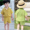 新生活 気楽 韓国こども服 2点セット 上下セット 夏 男の子 可愛い 服 セットアップ 男の子 春 半袖 カーディガン シャツ ショートパンツ 入園式 卒園式...