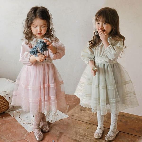 新生活 気楽 韓国こども服 子供 ワンピース レース キッズ ワンピース 長袖 韓国ファッション キッズ プリンセス ドレス 春物 きれいめ 春夏 レースワンピ...