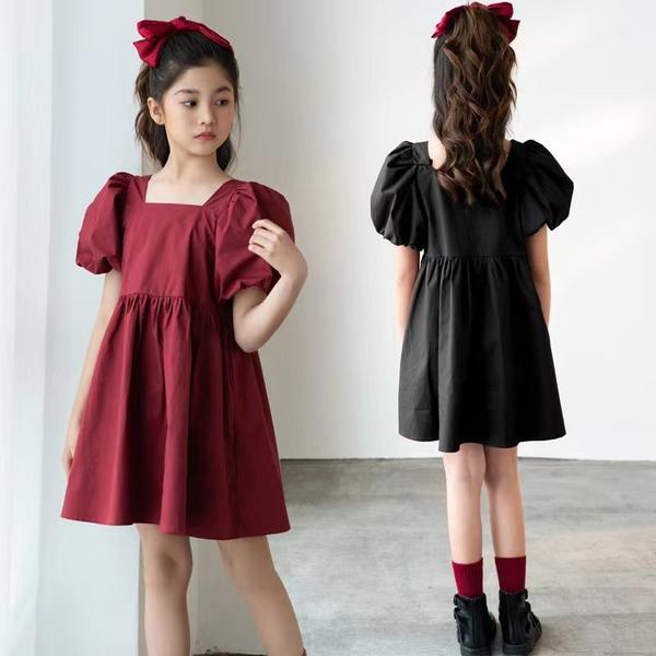 新生活 気楽 レッド ブラック 着痩せ デザインワンピース キッズ シンプル おしゃれ 可愛い ワンピース キッズ ジュニア 子供服 ファッション フランス風 ...