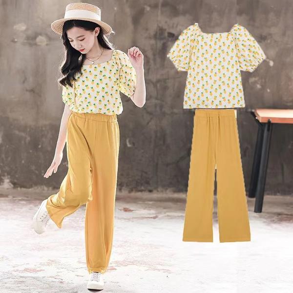 新生活 気楽 子供服 セットアップ パンツセット薄手 キッズ 女の子 夏 2点セット 上下セット Tシャツ ロングパンツ ジュニア おしゃれ 可愛い カジュアル...