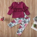 新生活 気楽 ガールズデザインTシャツ 子供服 キッズ ベビー服 女の子 長袖Tシャツ Tシャツ トップス パンツ2点セット パンツセット シャツセット 90 ...